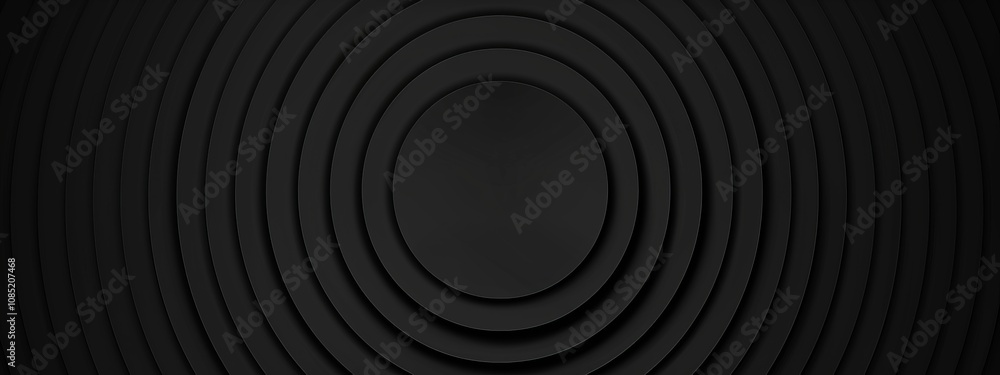 Poster black background with concentric squares for design banner template, featuring minimalist wallpaper 