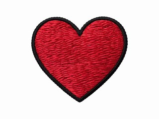 Embroidered Red Heart Patch Isolated on a Clean White Background