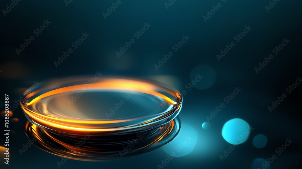 Aufkleber abstract glowing ring with bokeh effect in a dark background.