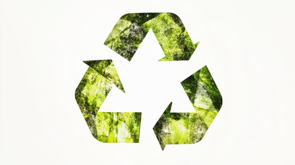 Green Recycling Symbol with Natural Texture