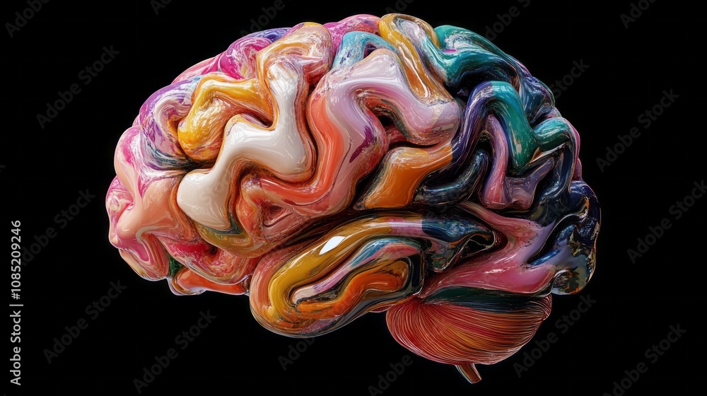 Poster a colorful brain with a red stem