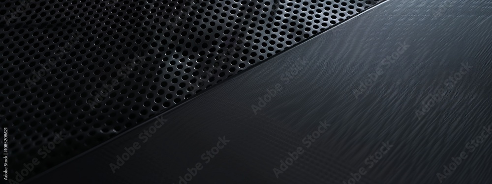 Poster Diagonal grids on a black background, minimalist design banner template with white space for text. Suitable for dynamic and modern presentations, websites, and digital designs.