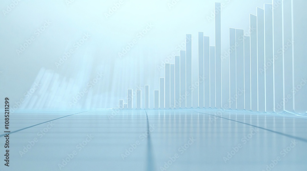Aufkleber abstract digital financial chart with rising graphs and light elements in a soft blue gradient backg