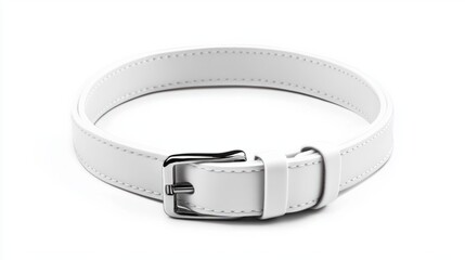 White dog collar with durable plastic buckle, blank and isolated for easy mockup use