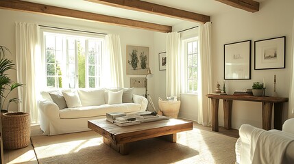 Cozy living room with natural light and minimalist decor.