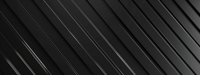 Obraz premium Minimalist diagonal lines wallpaper on a black background. Banner template with white space for text, ideal for modern and professional design purposes.