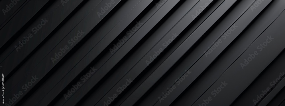 Poster Black Background with Diagonal Stripes for Design Banner Template, Featuring Abstract Minimalist Wallpaper with Copy Space in the Center for Text