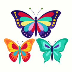 set of butterflies isolated