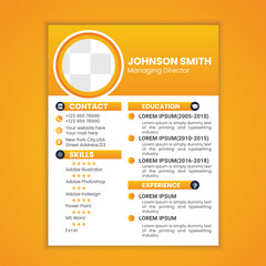 Corporate clean and modern resume or CV template design