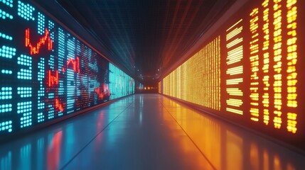 Modern Digital Stock Market Display in Sleek Environment