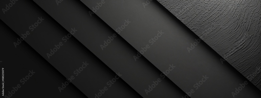Poster Simple geometric pattern with diagonal stripes on black background. Featuring white space in the center for text, ideal for design templates and modern banners.