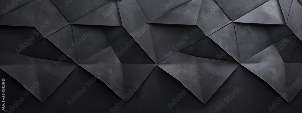 Poster black background with diamond shapes and lines, banner template with white space for text. minimalis