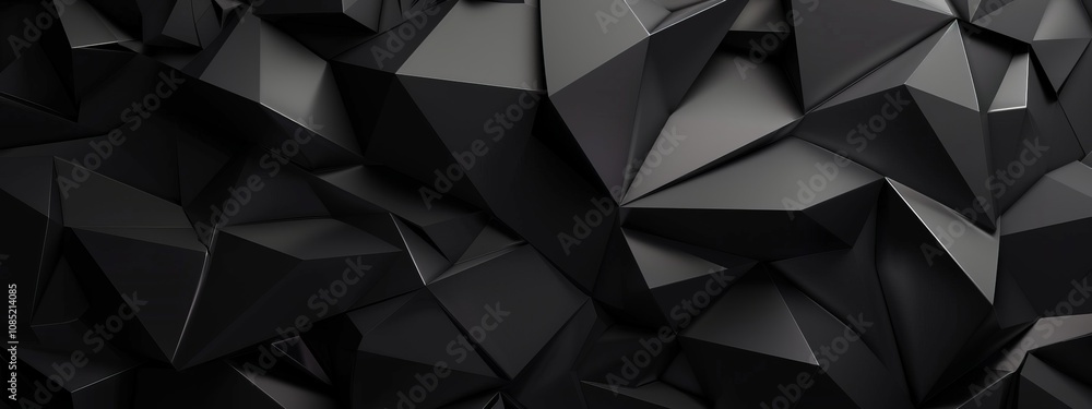 Poster black background with diamond shapes and triangles for design banner template, featuring abstract mi
