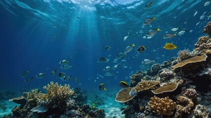 Naklejka premium underwater blue background in sea generate ai