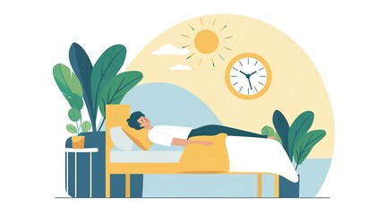 Person lying peacefully in bed under cozy blanket, eyes closed, with serene expression, promoting tranquility and good sleeping habits.