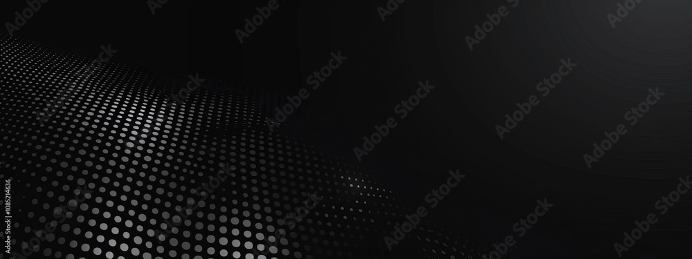 Aufkleber Black background with dotted grid for design. Banner template with white space in the center for text. Perfect for minimalist abstract wallpaper and modern web design.