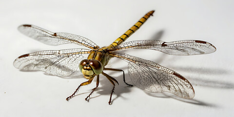 Exotic dragonfly with unique and beautiful features on a white background. Crated With Generative AI