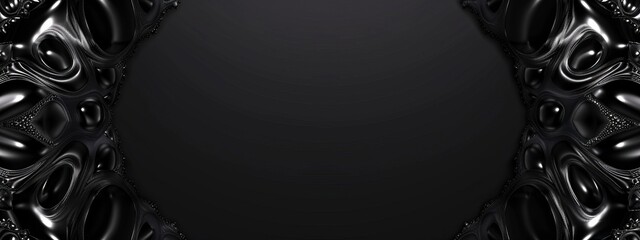 Fractal Designs on Black Background for Design, Banner Template, Minimalist Abstract Wallpaper with Copy Space, Simple Geometric Modern Wallpaper for Text Placement and Creative Use