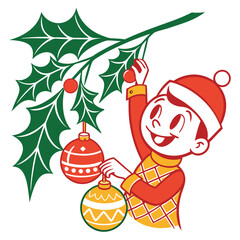 child with christmas tree