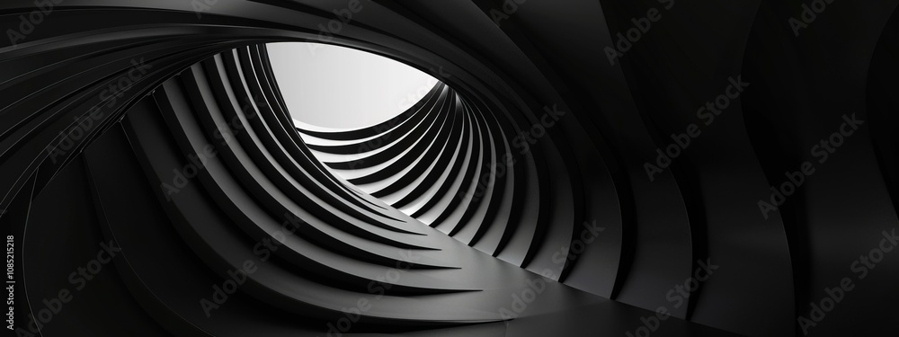 Poster Black background with fractal designs. Banner template with white space in the center for text. Perfect for abstract minimalist wallpaper and modern graphic design projects.