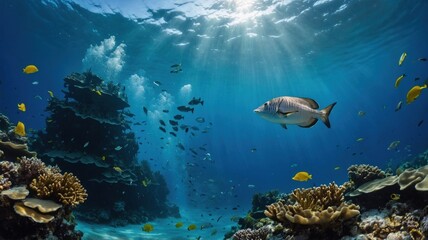 underwater blue background in sea generate ai