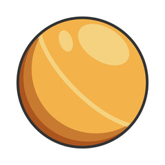 Illustration of a yellow table tennis ball, round and white.