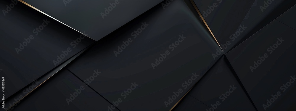 Aufkleber Black background with geometric abstraction. Banner template with white space in the center for text. Ideal for abstract minimalist wallpaper and modern digital projects.
