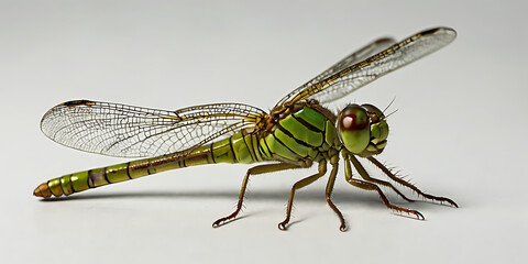 Exotic dragonfly with unique and beautiful features on a white background. Crated With Generative AI