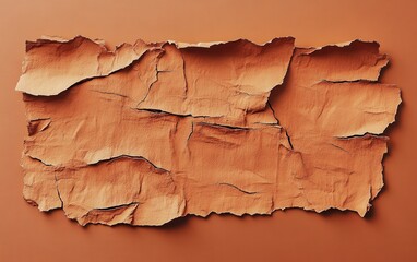Naklejka premium piece of terracotta-colored paper with torn edges on the right side