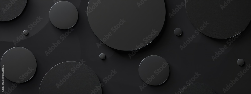 Poster Abstract minimalist wallpaper with geometric motifs and patterns on black background. Featuring white space in the center for text, ideal for design templates and modern banners.
