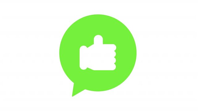 ポップアップする緑のふきだし　いいね　背景透過

