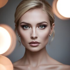 Portrait of a Blonde Woman with Enigmatic Expression and Deep Eyes