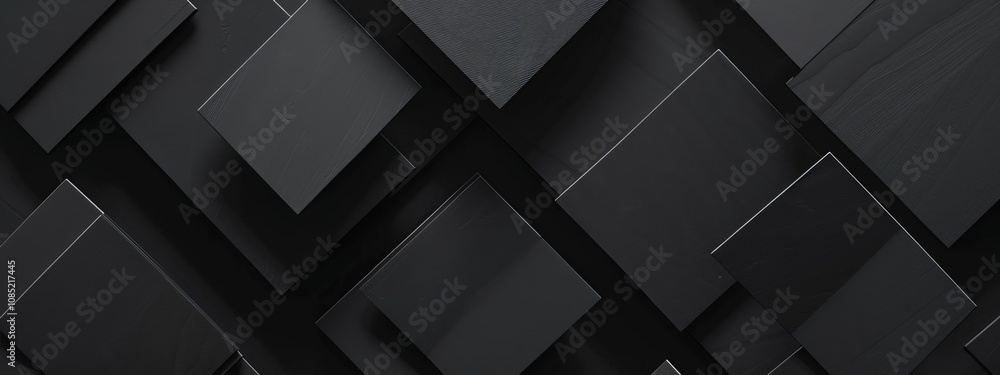 Poster Photo of Black Background with Geometric Patterns for Design, Featuring White Space in the Center for Text. Ideal for Banner Templates and Digital Projects. Minimalist Wallpaper.