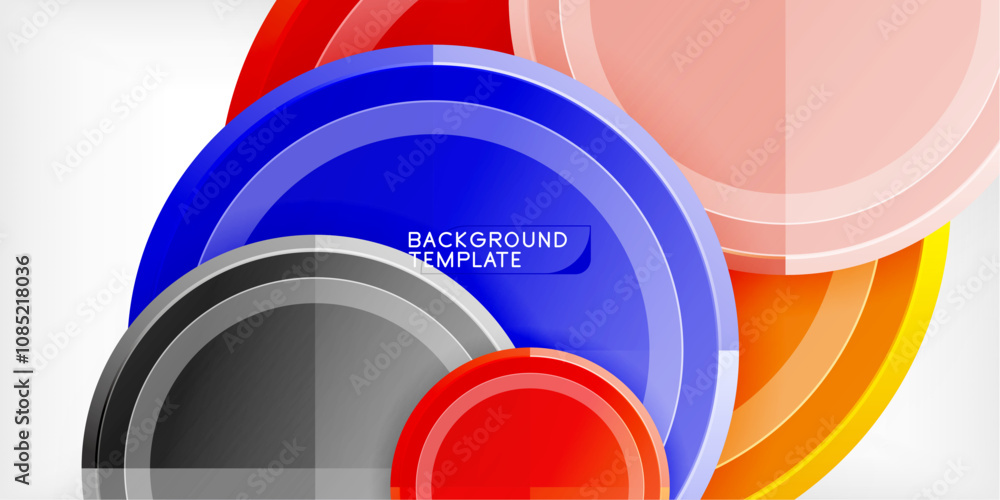Poster abstract background - multicolored circles, trendy minimal geometric design, vector illustration