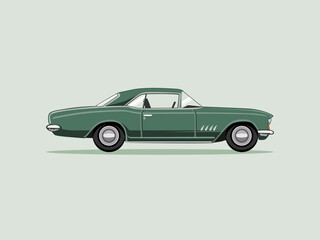 Classic Green Car Vector Illustration Isolated. Vintage Car Vector. Illustration of Classic Car.