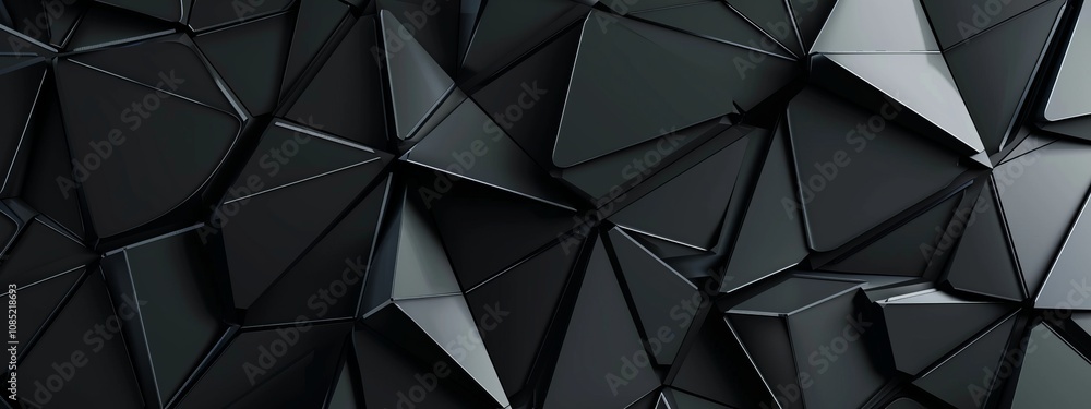 Poster Black Background with Geometric Shapes in Minimalist Style and Central White Space for Text. This Abstract Minimalist Wallpaper is Perfect for Modern Design and Elegant Banner Templates.