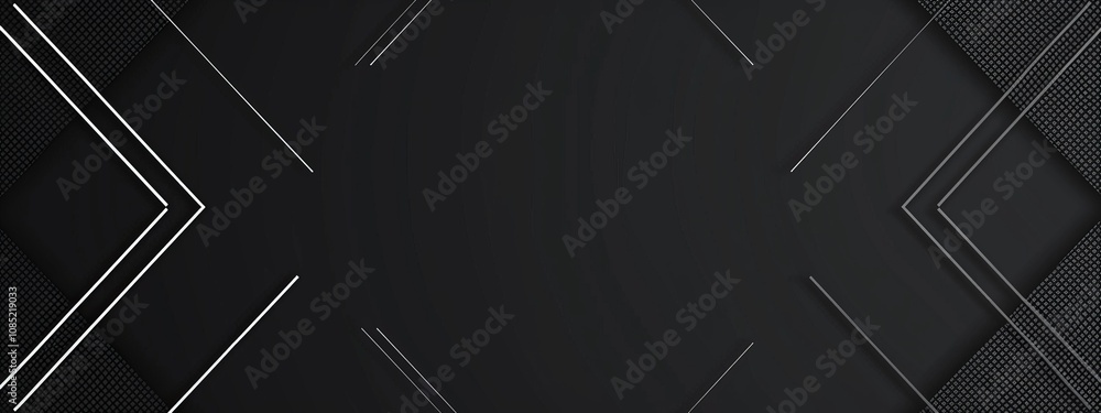 Poster black background with geometric tessellation. banner template with white space in the center for tex