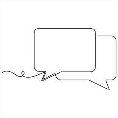  Continuous speech bubble single line art drawing dialogue speech bubble border vector illustration