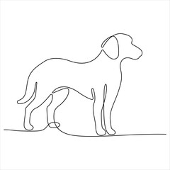 Single line art drawing dog continuous line vector illustration