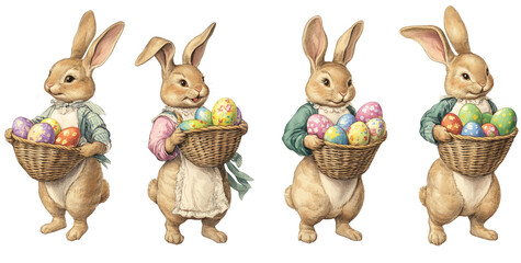 Fototapeta premium Adorable Rabbits Carrying Eggs