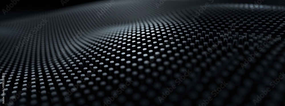 Poster Minimalist abstract wallpaper featuring a grid pattern on a black background. Banner template with white space for text, perfect for modern and professional design uses.