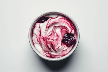 Fototapeta premium Yogurt with berry swirl in a bowl.