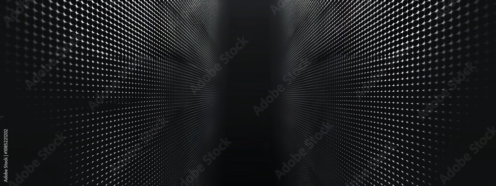 Aufkleber Black background with grid pattern for design. Banner template with white space in the center for text. Suitable for minimalist abstract wallpaper and contemporary design projects.
