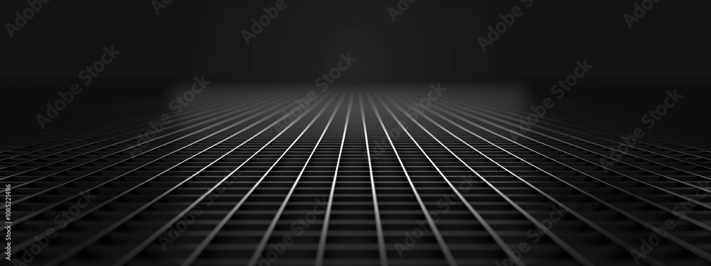 Poster Black Background with Grid Pattern for Design Banner Template, Featuring Minimalist Wallpaper with Copy Space on Black Background