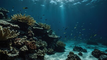 Fototapeta premium underwater blue empty background in sea generate ai 