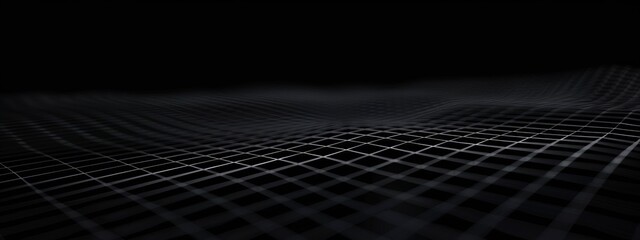 Naklejka premium Black Background with Grid Pattern for Design, Featuring White Space in the Center for Text. Ideal for Banner Templates and Digital Projects. Minimalist Wallpaper.