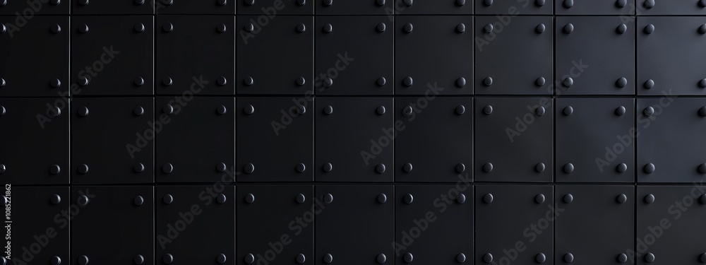 Poster Contemporary geometric design with grid pattern on black background. Featuring white space in the center for text, ideal for design templates and modern banners.