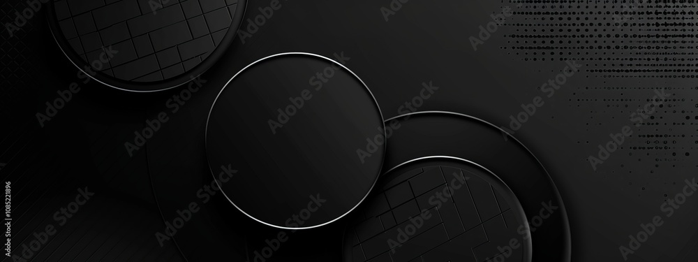 Aufkleber Contemporary geometric design with grid pattern on black background. Featuring white space in the center for text, ideal for design templates and modern banners.