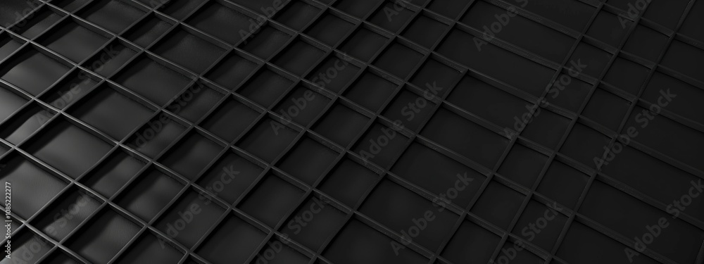Aufkleber Grid Patterns and Circles on Black Background with White Center Space for Text. Clean and Modern Design for Banners, Templates, and Minimalist Wallpapers.