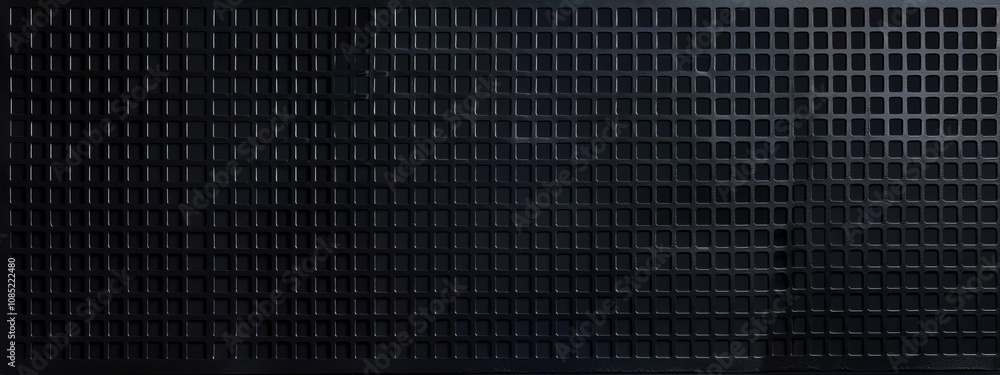 Poster Black Background with Grid Patterns and Lines, Banner Template with White Space for Text. Minimalist Abstract Wallpaper with Copy Space on Black Background. Clean Modern Wallpaper.